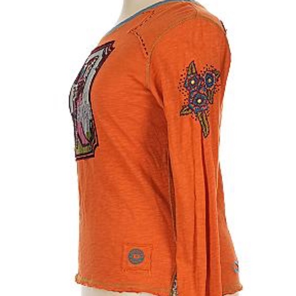 Double D Ranch Long Sleeve top tee Western Yoke embroidered embellished boot XL - Picture 8 of 10